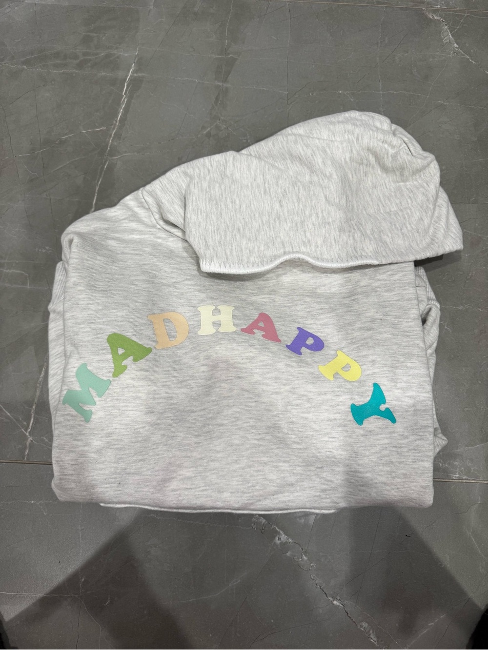 Madhappy Heather Gray Hoodie with Pastel Multicolor Logo